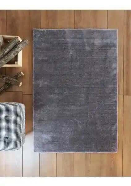 SARAR HALI Tavşan Kaymaz Taban Gri Post Peluş Düz Halı Modern ve Fonksiyonel Tasarım