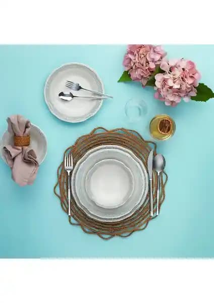 Schafer Nostalgia Mavi 24 Parça Porselen Yemek Takımı Günlük ve Davetler İçin Uygun