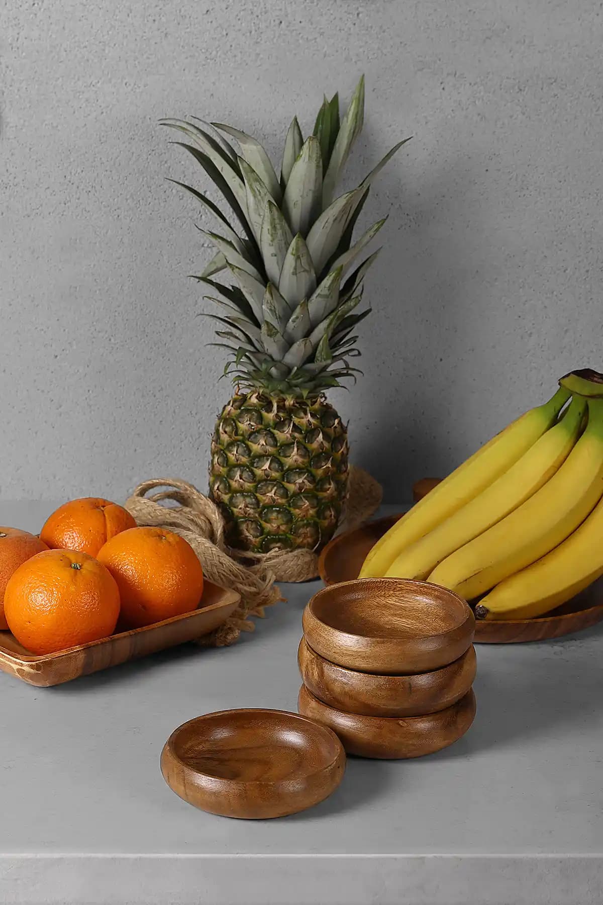 SepetçiBaba 4'lü Akasya Yuvarlak Kase Seti Modern ve Dayanıklı Mutfak Gereçleri