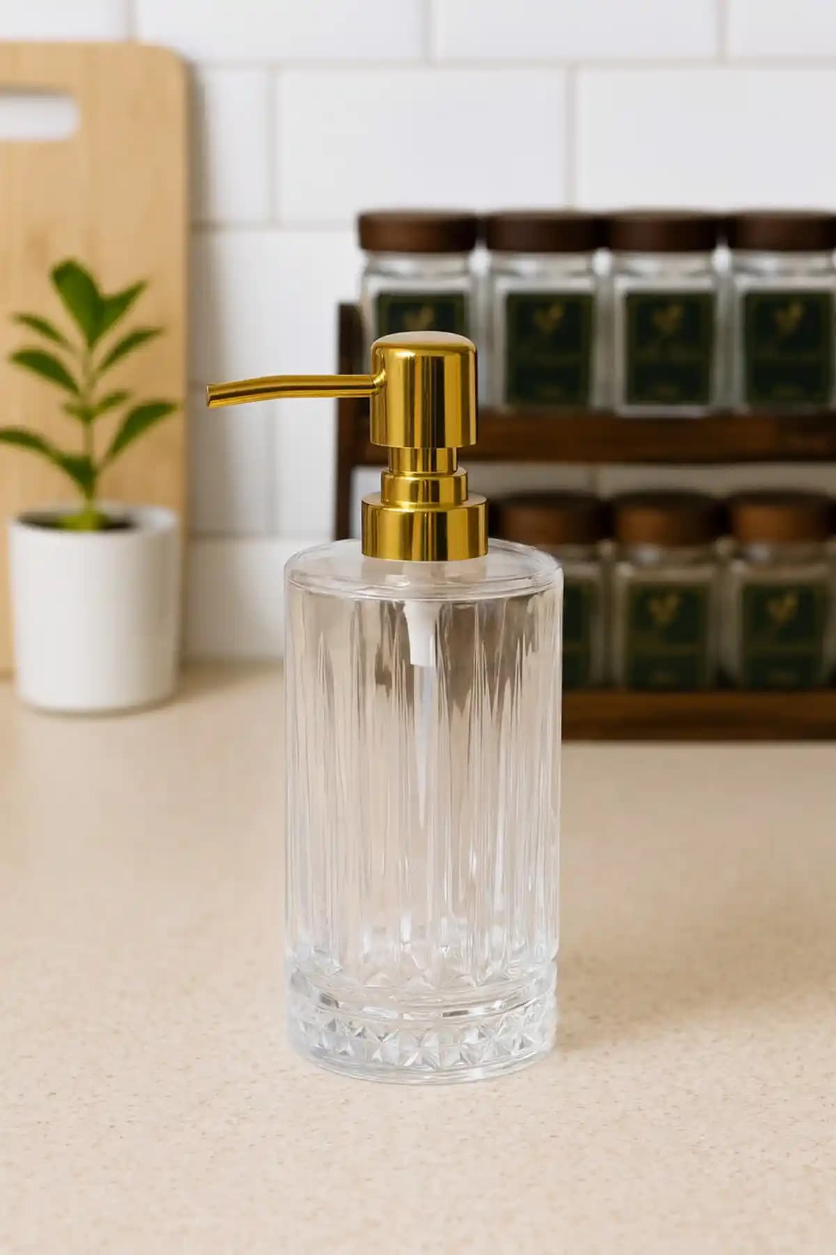 Silvia Home Decor Cam Sıvı Sabun Bulaşık Deterjanı Şişesi Estetik ve Fonksiyonellik İçin Uygun