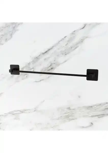 UG Home Siyah Kare Yapışkanlı Uzun Havluluk Modern ve Dayanıklı Banyo Aksesuarı