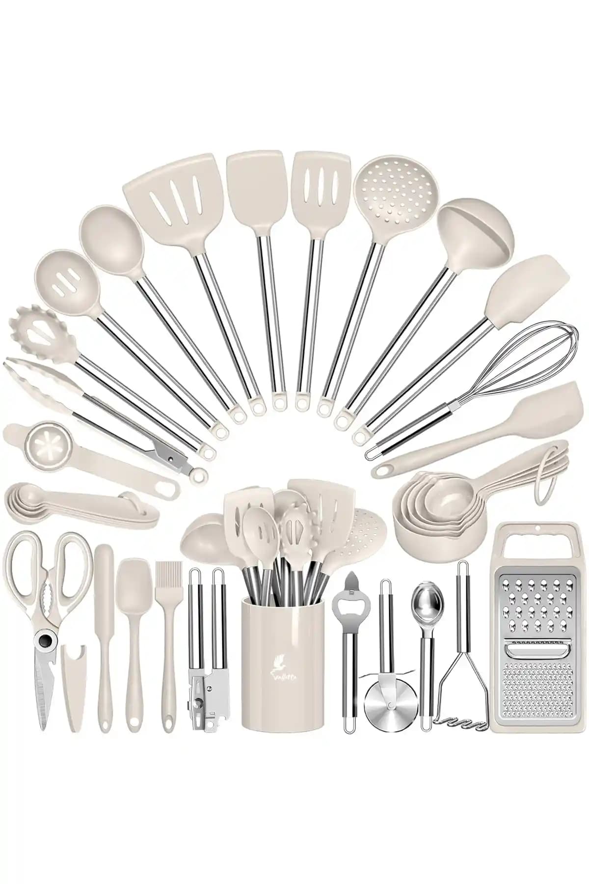 Valletta Marbella 35 Parça Paslanmaz Çelik Silikon Uçlu Mutfak Seti Modern ve Dayanıklı Tasarım