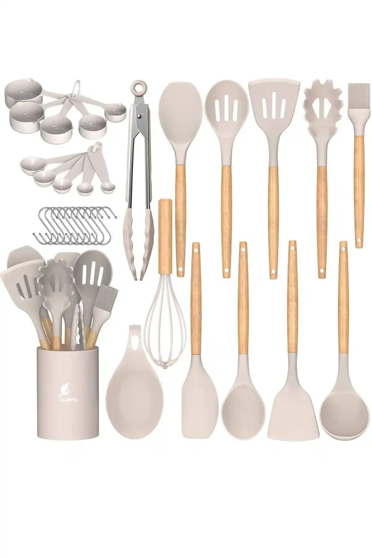 Valletta Mikla 33 Parça Isıya Dayanıklı Yanmaz Silikon Spatula Mutfak Seti