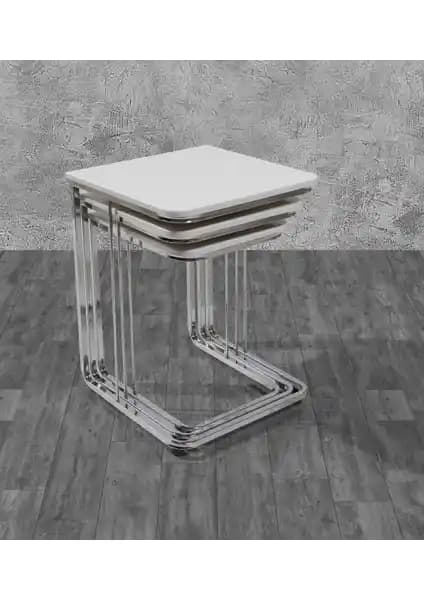 Veys Vegas Zigon Sehpa Seti Beyaz Modern Tasarım ve Dayanıklı Malzeme Özellikleriyle