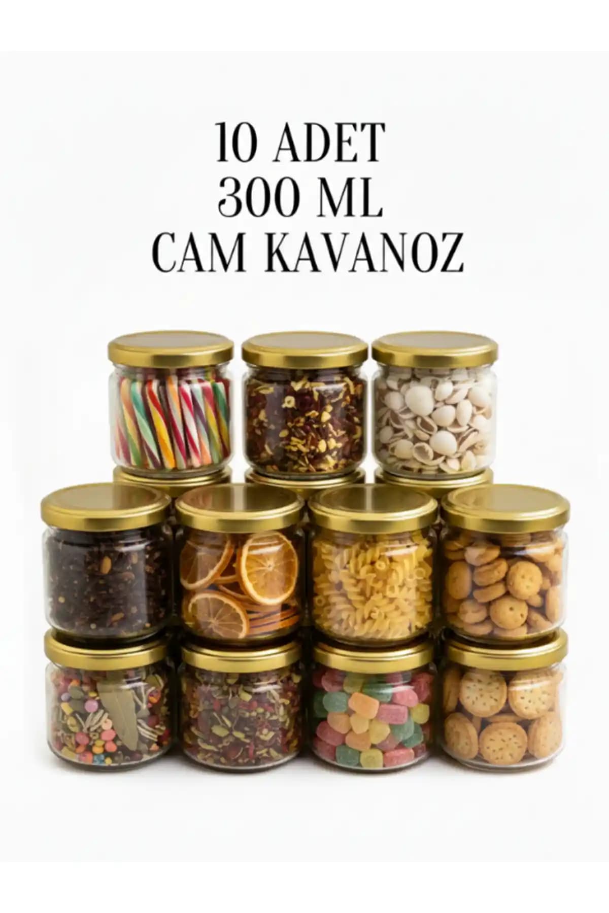 Viyalente Şişecam Cam Kavanoz 300 cc Gold Kapaklı Magnolia-Bal Şık ve Dayanıklı Depolama Seçeneği