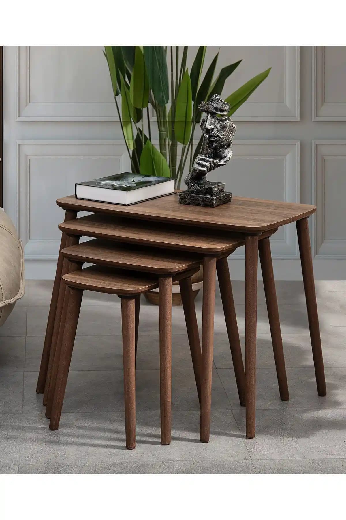 Vovvahome Luci 4'lü MDF Ahşap Zigon Sehpa Seti Modern ve Şık Tasarım