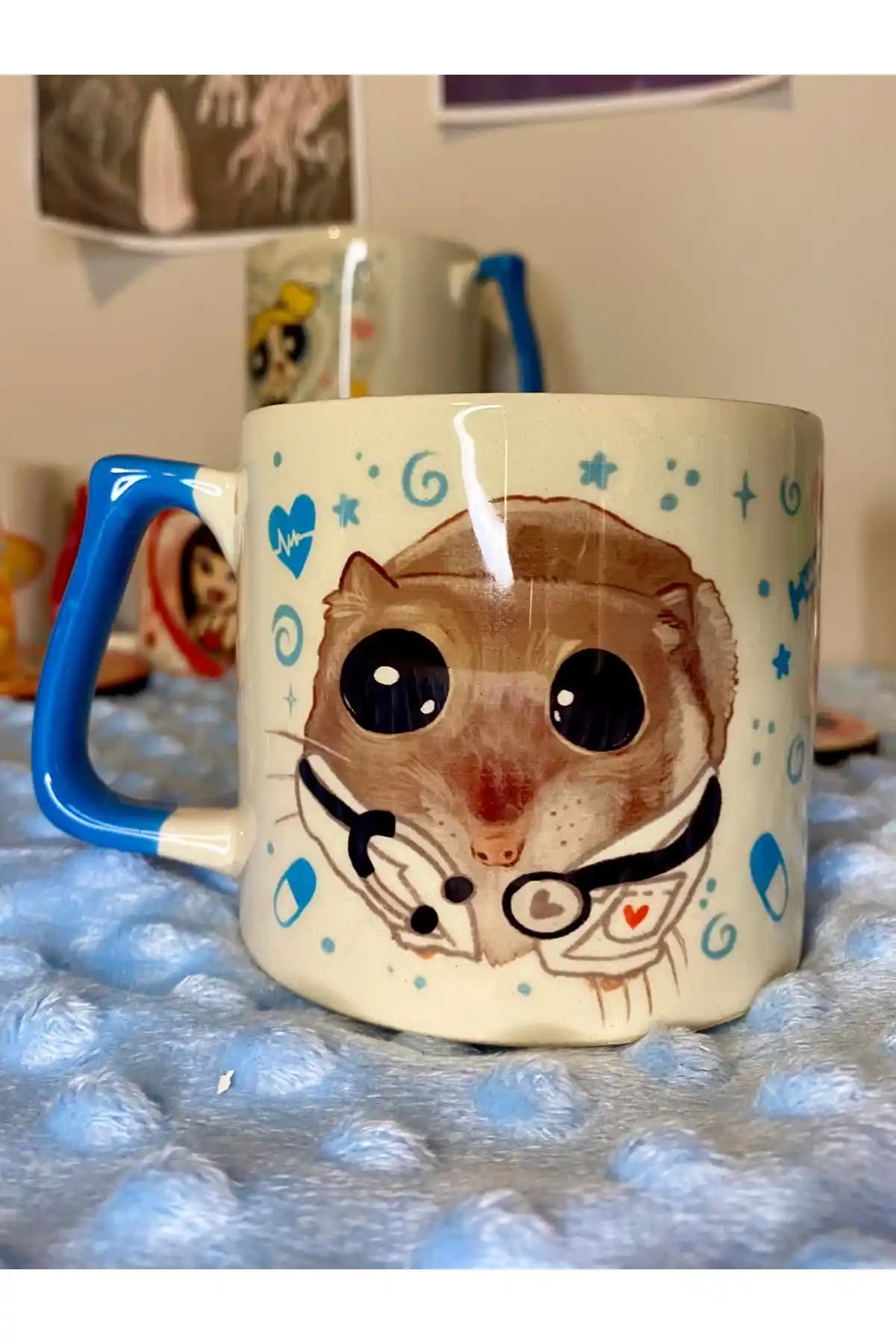 Westartic Sad Üzgün Hamster Doktor Kupa Fincanı Günlük ve Hediye Kullanımı İçin Uygun