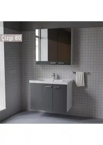 Wons Era Çizgi 80 cm Antrasit Banyo Dolabı Modern Tasarım ve Fonksiyonellik Bir Arada