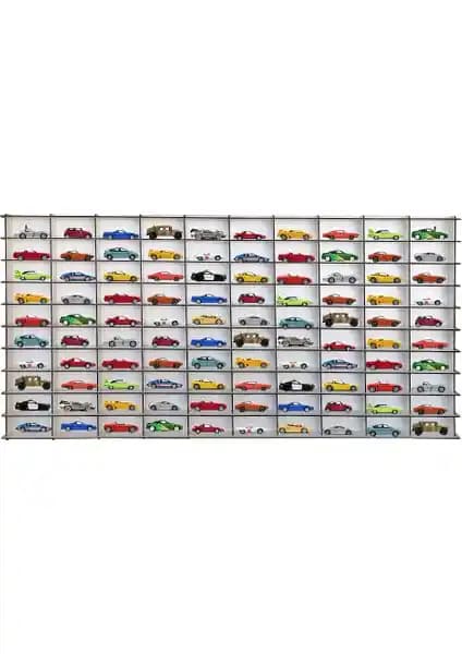 Woodbu 1/64 Beyaz Hobi Araba Rafı: Dayanıklı ve Şık Koleksiyon Sergileme Çözümü