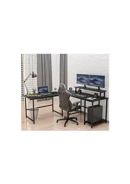 Yasmak Siyah L Tipi Çalışma ve Oyun Masası 250S Geniş ve Dayanıklı Tasarım