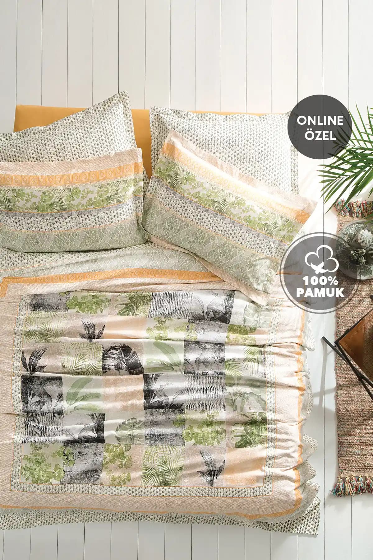 Yataş Blair Çift Kişilik Pike Takımı Turuncu Modern Yatak Odası Dekorasyonu İçin