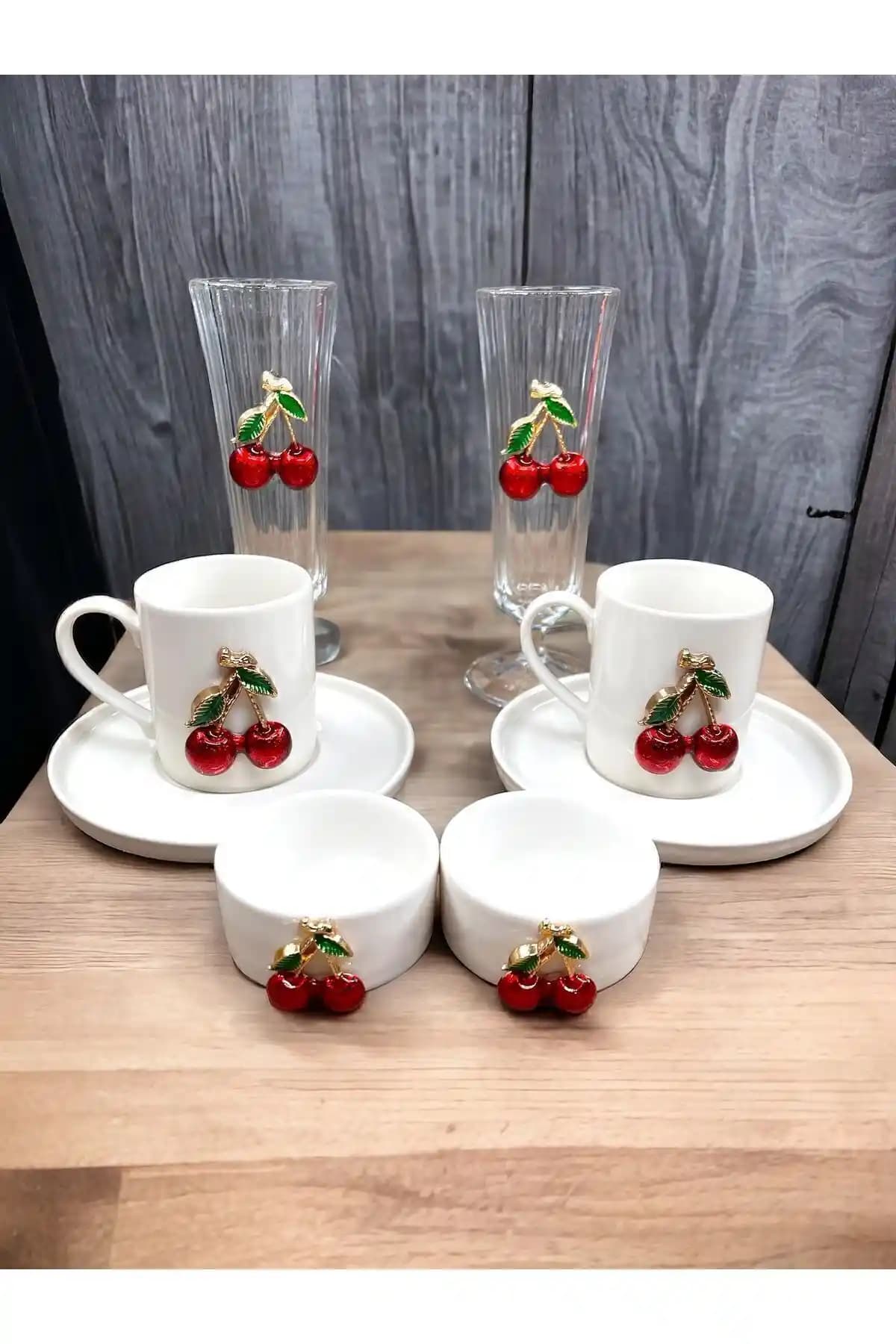 YzHome 2 Kişilik Porselen Kiraz Fincan Takımı ve Aksesuarları Detaylı Tanıtımı