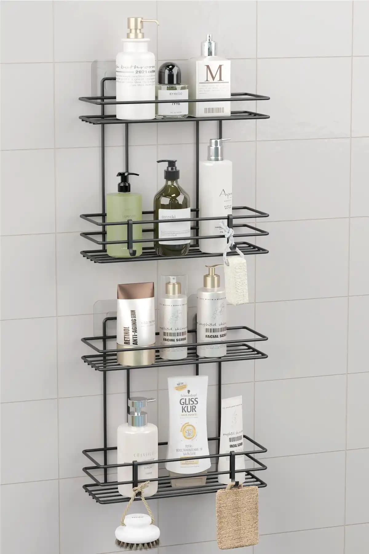 Zabata Paslanmaz Yapışkanlı 4 Katlı Banyo Rafı Modern ve Dayanıklı Tasarım