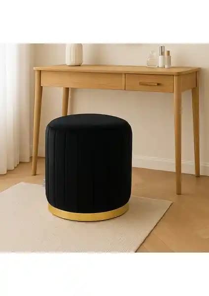 Zem Long Line Puf Siyah Gold Modern Oturma Çözümü Şık ve Dayanıklı Tasarım