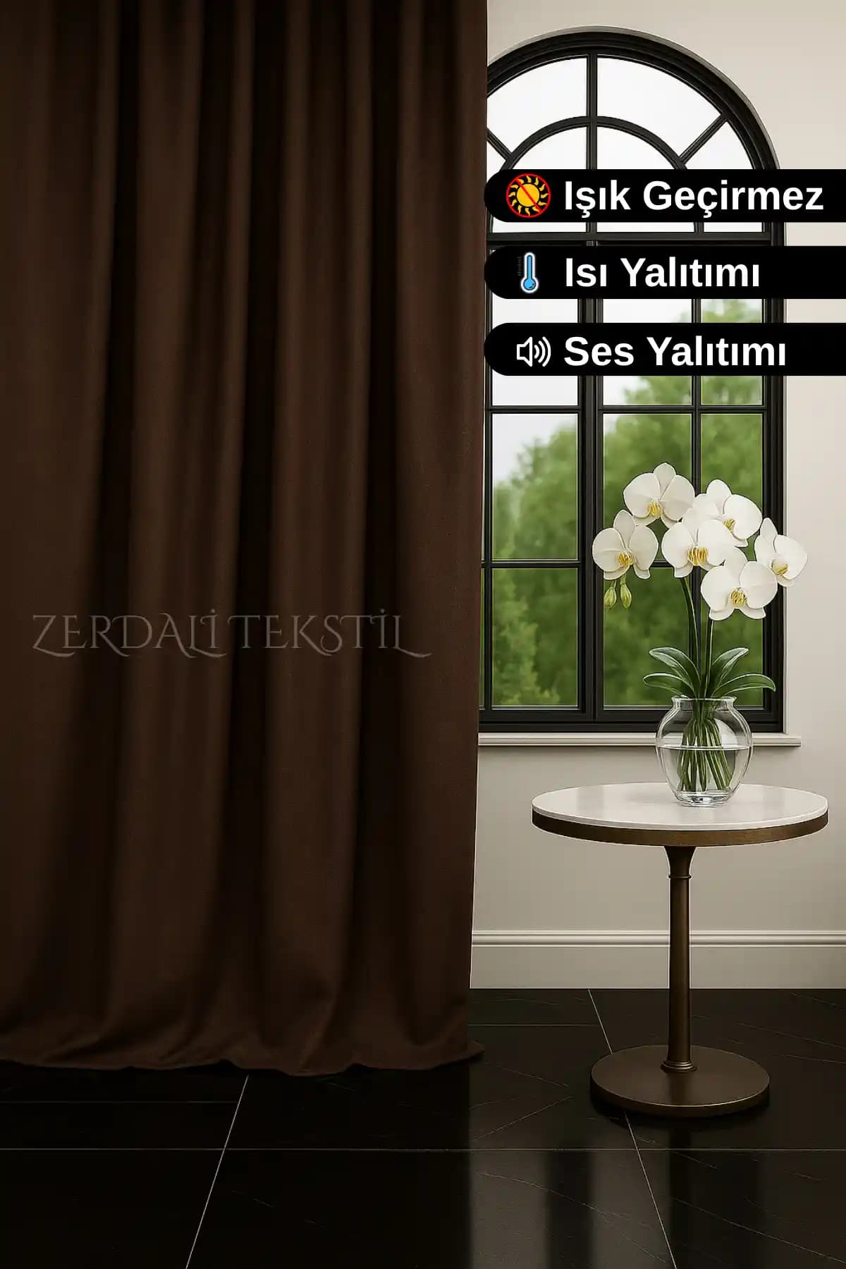 ZERDALİTEKSTİL Lüks 1. Sınıf Kahverengi Blackout Işık Geçirmez Fon Perde Özellikleri ve Kullanım Alanları