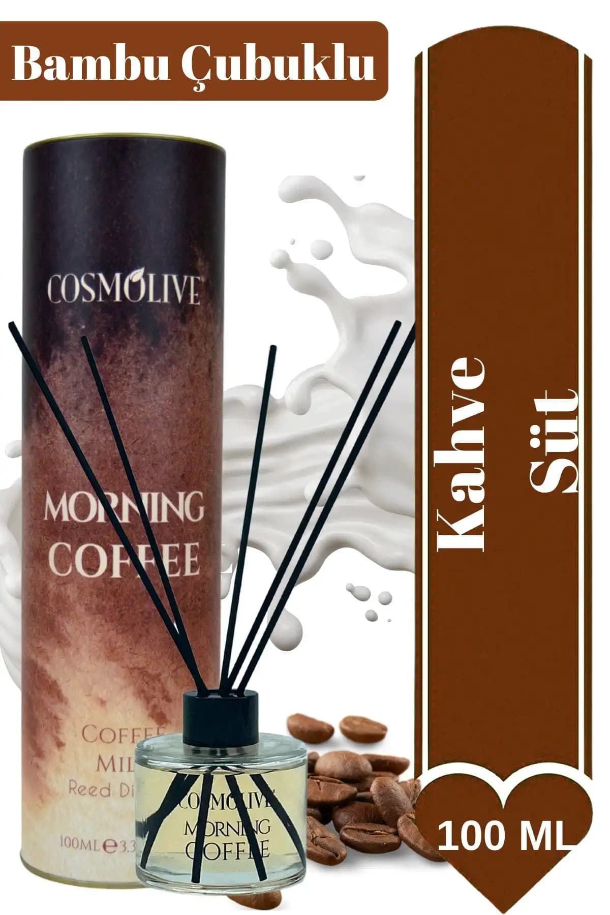 Cosmolive Oda Kokusu Bambu Çubuklu Kahve ve Süt Aromasıyla Evinize Sıcaklık Katar