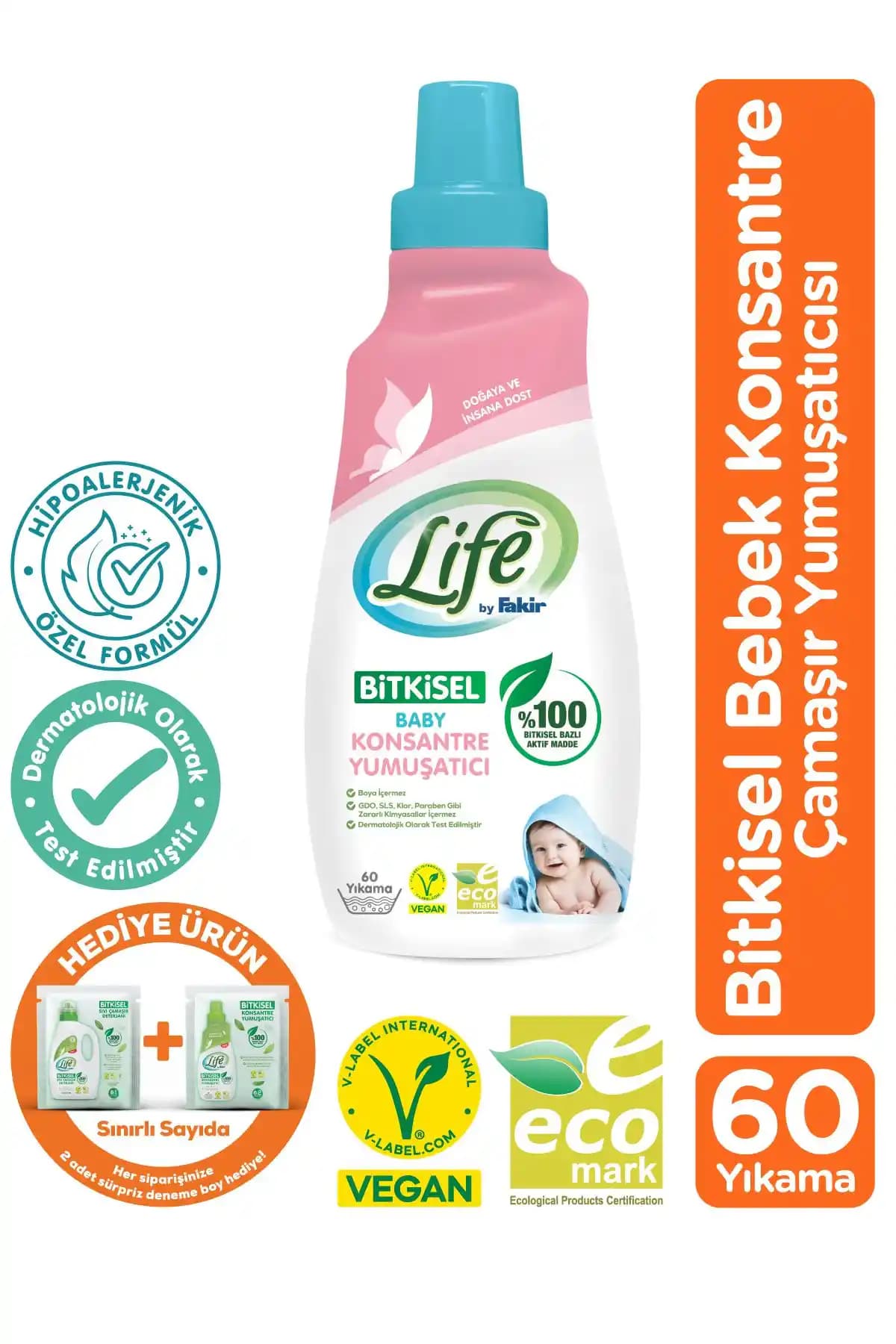 Fakir Life Bitkisel Konsantre Bebek Çamaşır Yumuşatıcı ile Doğal ve Güvenli Temizlik