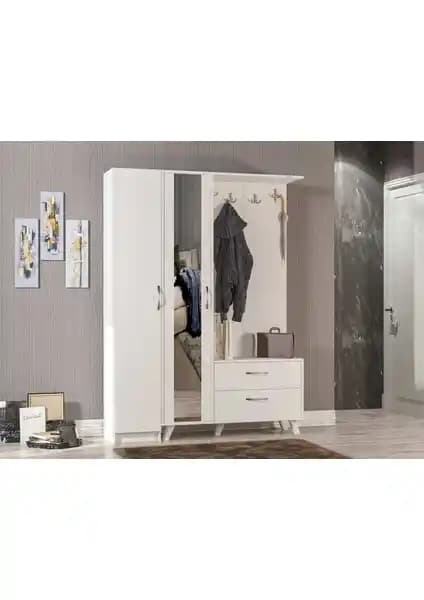 Abre VM-34342 Beyaz Vestiyer Portmanto Ayakkabılık, Dayanıklı ve Şık Tasarım ile Giriş Alanlarınızı Düzenler