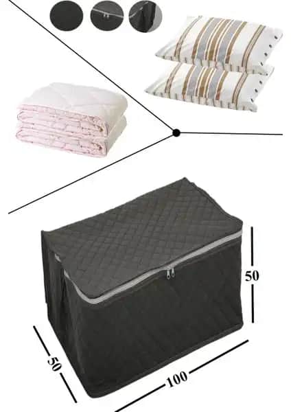 Adarya Mega Boy Yorgan Yastık Kazak Hurcu Gri – Geniş Kapasiteli ve Hava Geçirgen Saklama Çözümü