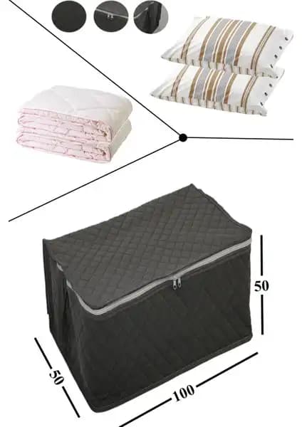 Adarya Mega Boy Yorgan Yastık Kazak Hurcu Gri – Geniş Kapasiteli ve Hava Geçirgen Saklama Çözümü