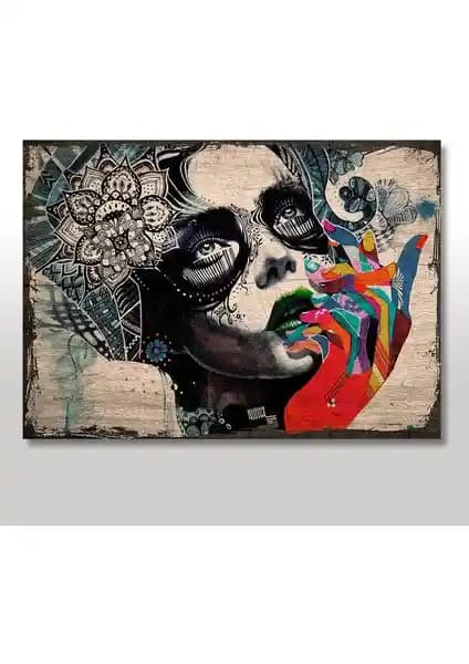 Ahşap Boyalı Kadın Tablo: Modern ve Dayanıklı Dekorasyon Ürünü