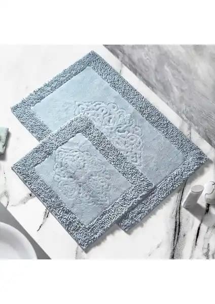 Alanur Home Salina Cotton Makarnalı 2'li Paspas Seti ile Şık ve Fonksiyonel Banyo Dekorasyonu