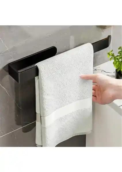 Alper Banyo Lamalı Siyah Yapışkanlı Peçetelik ve Havluluk Modern Tasarım