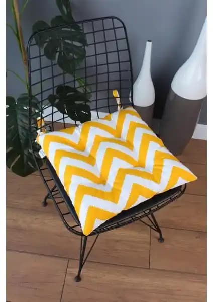 Altınpamuk Beta Sarı Zikzak Pofidik Sandalye Minderi Konfor ve Estetiğin Buluşması