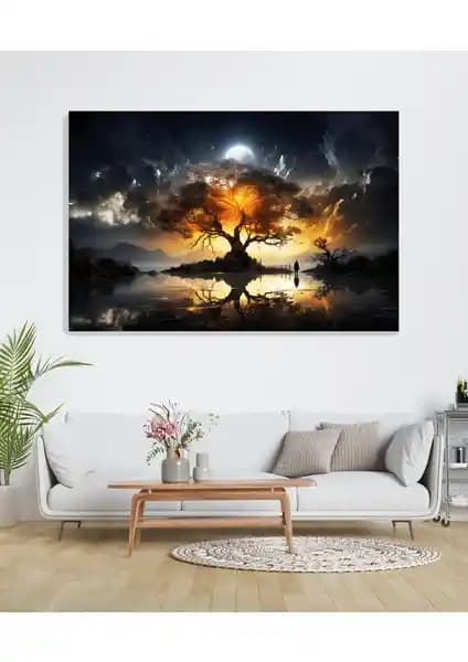 Arkeot Düşünce Ağacı Duvar Tablosu: Doğal Temalı Modern Sanat Dekorasyonu