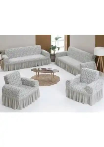 Arlisa 3+3+1+1 Jakarlı Koltuk Örtüsü Takımı Doğal Tonlarda Şıklık ve Koruma Sağlar