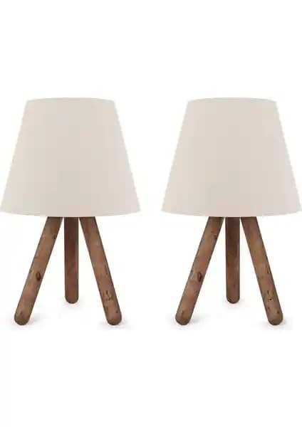 Art&Gift North Home Ahşap Ayaklı Abajur: Şık ve Fonksiyonel Oturma ve Yatak Odası Aydınlatması