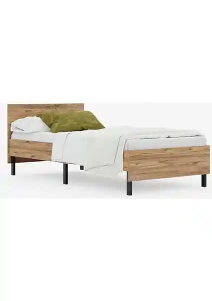 Atlantik Çam Metal ve Suntalam Malzemeden Üretilmiş Modern Tek Kişilik Yatak Odası Karyolası