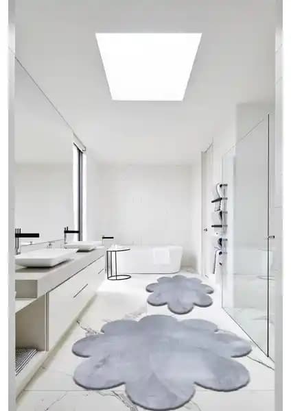 Balat Halı 2'li Açık Gri Banyo Paspası Konfor ve Şıklık Sunan Modern Tasarım