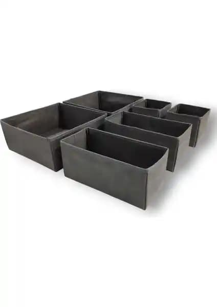Balkan Room Antrasit 6'lı Çekmece İçi Düzenleyici Seti Ev ve Ofis İçin Çok Amaçlı Çözüm