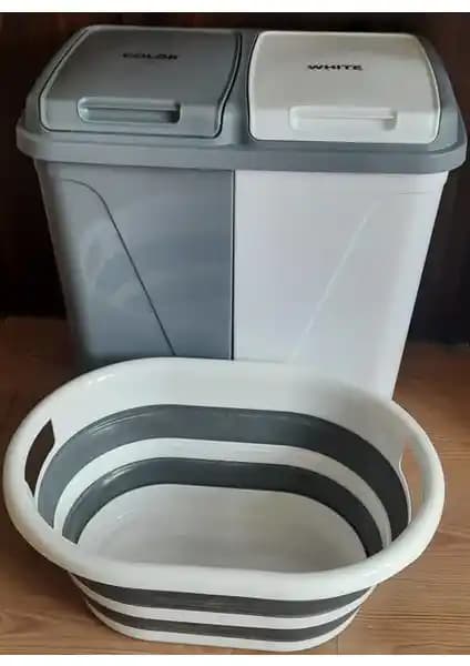 Bee Home İki Bölmeli ve Katlanabilir Çamaşır Sepeti Modern Evler İçin İşlevsel Çözüm