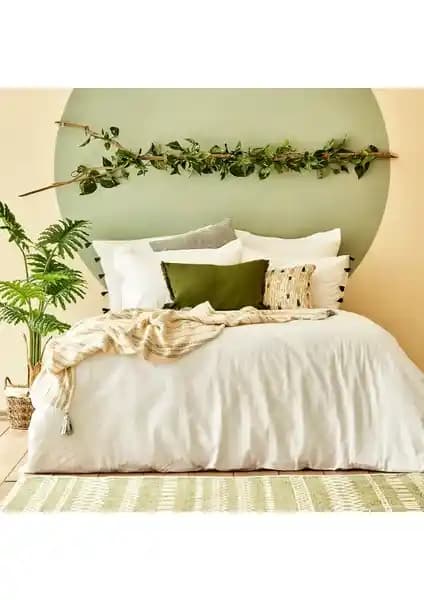 Bella Maison %100 Pamuk Arno Çift Kişilik Nevresim Seti Beyaz Gofre Kumaş Sağlıklı ve Dayanıklı