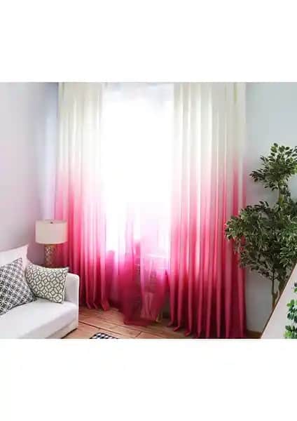 Belle Cose Degrade Renk Geçişli Pembe Tül Perde: Şık ve Dayanıklı Modern İç Mekan Dekorasyonu