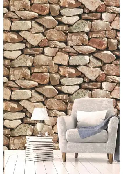 BienHome 5327 Taş Desenli 3D Duvar Kağıdı ile Mekanlarınıza Modern ve Doğal Bir Atmosfer Katın