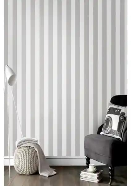 BienHome Bien Exclusive 7940 Gri Beyaz Çizgili Duvar Kağıdı Modern Dekorasyon İçin Uygun