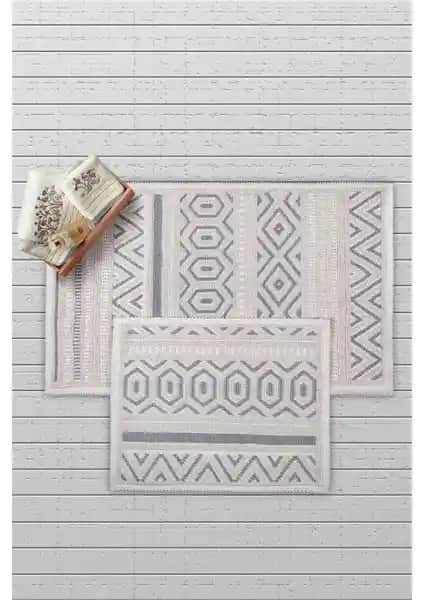 Bluenity Hat Doğal Pamuklu 2'li Banyo Kilim Seti Şıklık ve Fonksiyonellik Sunar