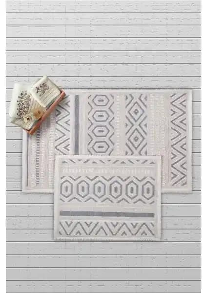 Bluenity Hat Doğal Pamuklu 2'li Banyo Kilim Seti Şıklık ve Fonksiyonellik Sunar