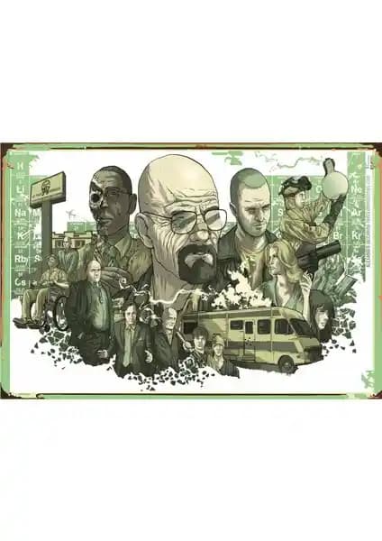 Breaking Bad Sezonlarını Yansıtan Retro Ahşap Poster 20x30 cm Dekoratif Tasarım