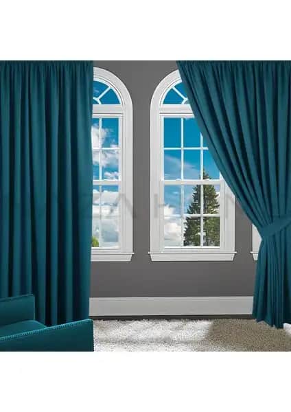 Brillant Petrol Mavisi Kadifemsi Dokulu Fon Perde Evinize Şıklık ve Fonksiyonellik Katın