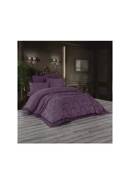 Çeyiz Bahçesi Siyah Sarmaşık Çift Kişilik Yatak Örtüsü ve Kırlent Seti