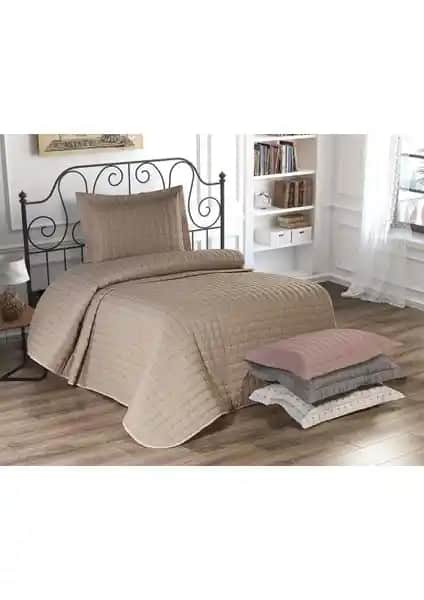 Çeyiz Diyarı Meltem Tek Kişilik Yatak Örtüsü Cappucino Modern Tasarım ve Yüksek Konfor