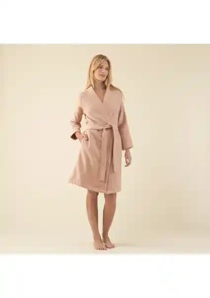 Chakra Kadın Bornoz Koyu Somon: Şık ve Konforlu Pamuklu Çift Kişilik Bornoz
