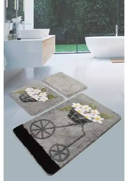 Chilai Home Alaçatı 3'lü Banyo Takımı Gri Trend Renk Seçenekleriyle Dayanıklı ve Şık