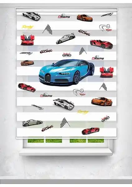 Çocuk Odası Dekorasyonunda Yeni Trend: Avart Dijital Mavi Bugatti Spor Araba Baskılı Perde