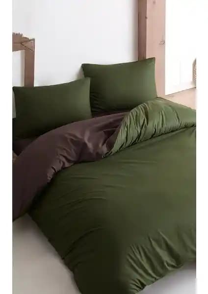 Colorpool Go Earth Koyu Yeşil-Kahverengi Nevresim Takımı Doğal ve Şık Tasarım