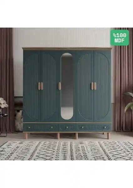 Comiet Soho 5 Kapaklı Aynalı MDF Gardırop Modern ve İşlevsel Yatak Odası Çözümü